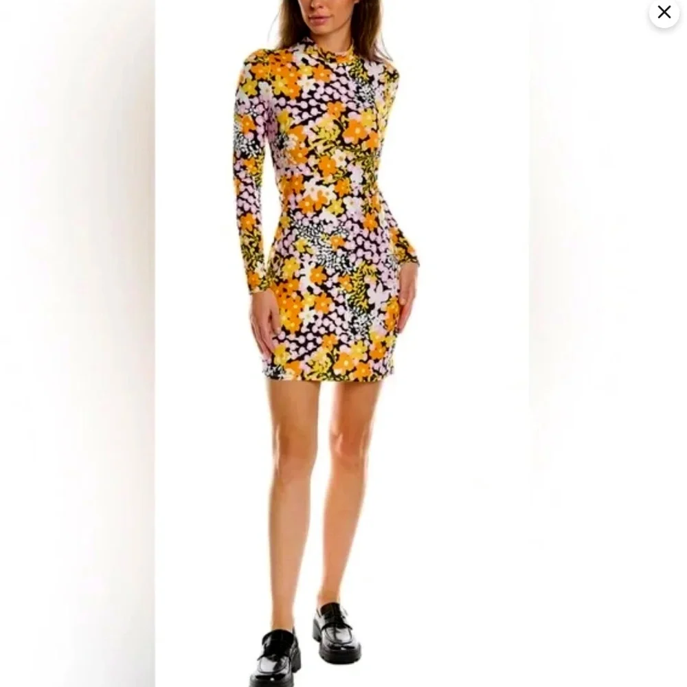 REDUCED NWOT TED BAKER FLORAL MINI DRESS LONG SLEEVE XS-S